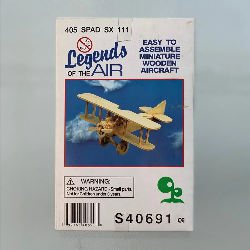 Legends of the Air 405 SPAD SX 111 Miniature Wooden Bi-Wing Aircraft Model Kit